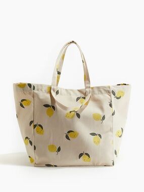 H&M Lemon Print Canvas Tote Bag